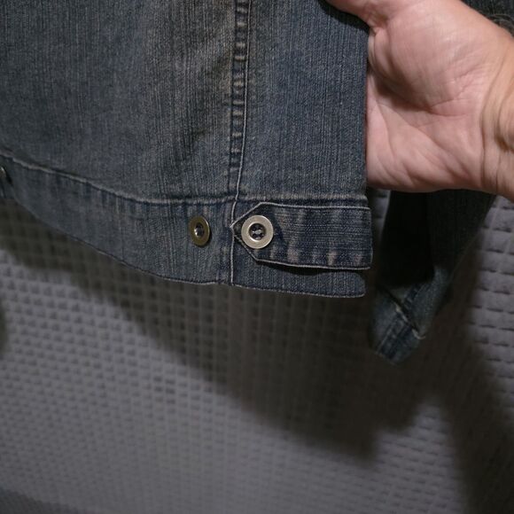 Y2K Denim Jacket Capris Set Sz8 Med Chico Design Grunge Flare Jean Stretch Waist - Picture 11 of 16